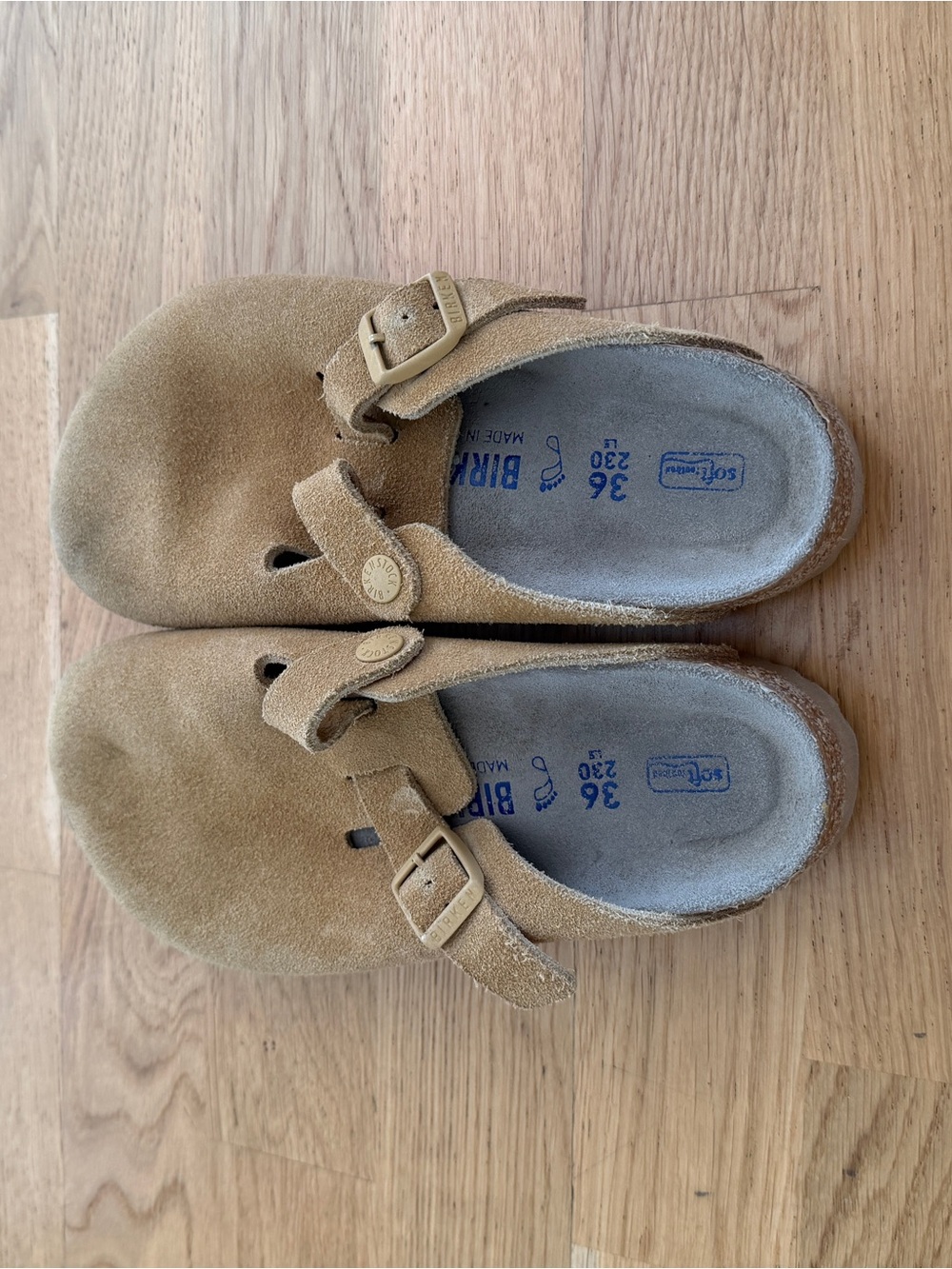 Birkenstock Suede Clog Mules in Tan